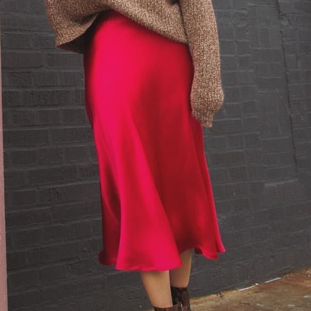 Zara Satin Midi Skirt